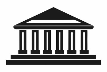 Obraz premium Black Silhouette Vector Bank Building Icon