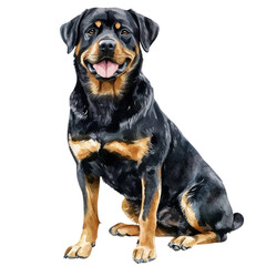 Fototapeta premium Rottweiler full body watercolor isolated transparent background