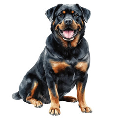 Rottweiler full body watercolor isolated transparent background