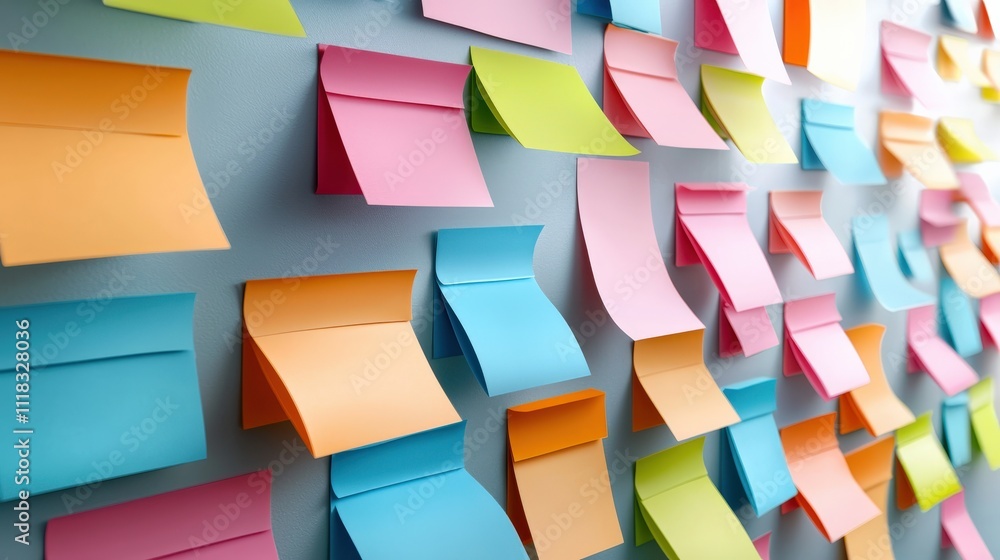 Poster Startup workspace with dynamic team collaboration, colorful sticky notes, and creative brainstorming tools