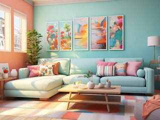 Eyecatching Family Living Room With a Durable Sofa Surrounded By Fun Decor