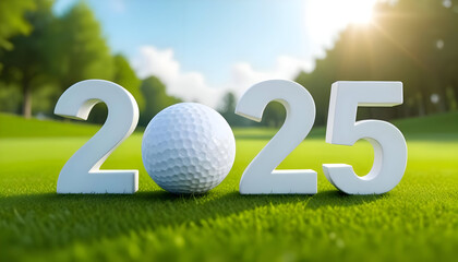 2025 Golf Season New Year, Green Fairway, Golf Ball