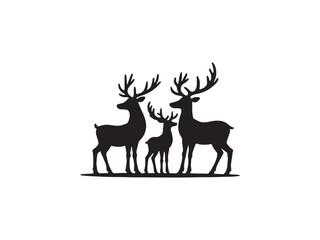 Black Reindeers Silhouettes Vector