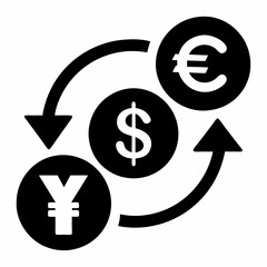 Currency Conversion Icon Black Silhouette Vector