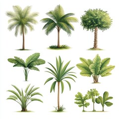 Tropical Palm Trees   Plants Collection   Watercolor Illustration