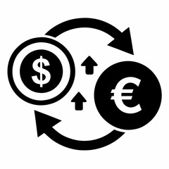 Currency Conversion Icon Black Silhouette Vector
