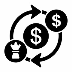 Currency Conversion Icon Black Silhouette Vector