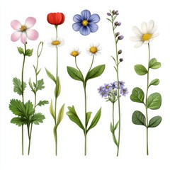 Wildflower Bouquet Watercolor Illustration