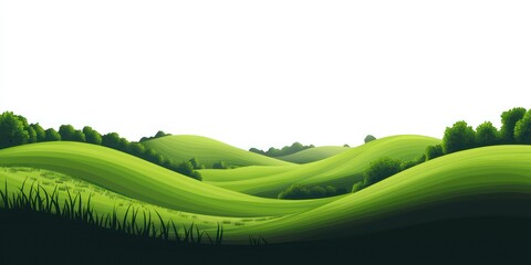 A clean vector design of a forest landscape with rolling hills and a clear sky, perfect for infographics.