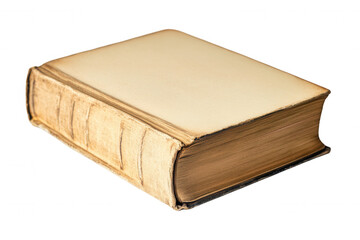 A vintage book with a worn cover and frayed edges rests on a transparent surface. The books timeless design showcases its aged appearance, making it a unique piece for collectors and lovers of literat