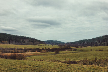 autumn landscape with mountains