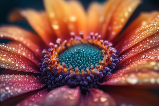 Close-up of colorful african daisy flower showcasing vibrant petals and delicate water droplets