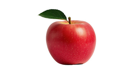 Fresh red apple with green leaf on white background. transparent background