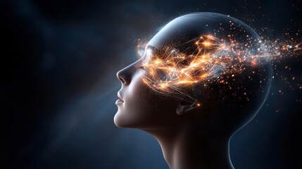 Obraz premium Ethereal Concept of a Human Head with Dynamic Energy