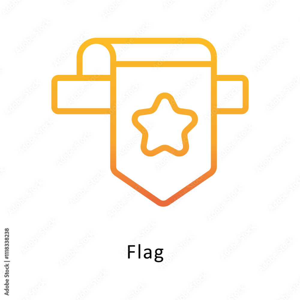 Poster flag vector gradient outline icon. eps 10 file