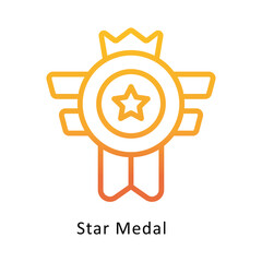 Star Medal Vector Gradient Outline Icon. Eps 10 File 