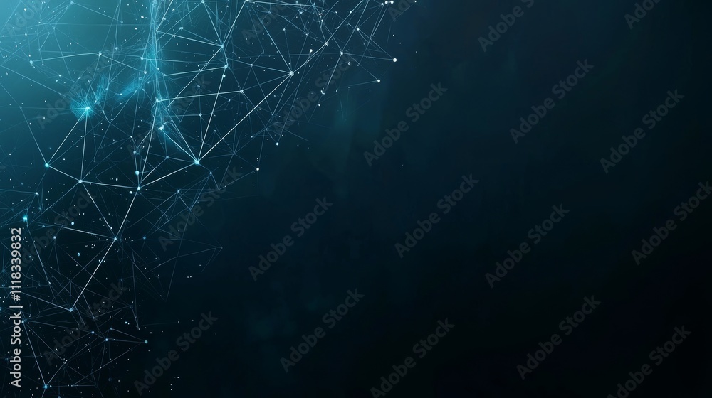 Poster Future blockchain technology background concept with chain of blocks polygon peer-to-peer network. Global cryptocurrency blockchain fintech business banner.