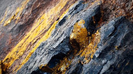 Close-up View of Praseodymium (Pr) Ore in Its Natural State Highlighting Mineral Composition in Geological Setting