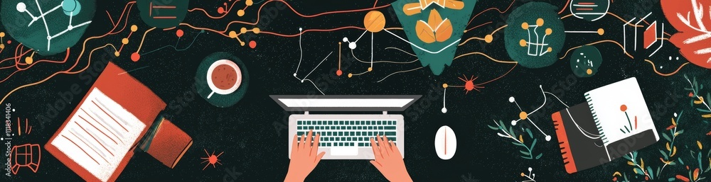 Poster a person using a laptop for distance learning