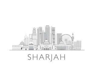 Naklejka premium Sharjah skyline cityscape vector illustration