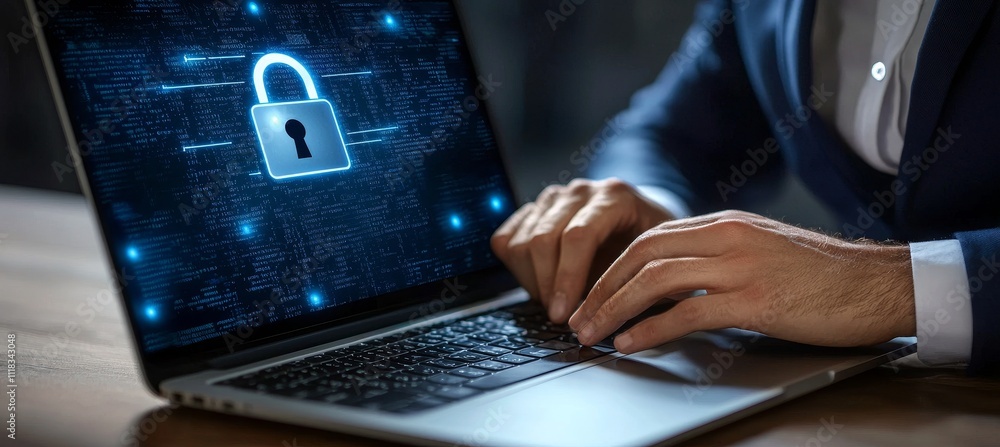 Poster System for authenticating users with usernames and passwords, network security technology, cybersecurity concept, protecting personal information by business people.