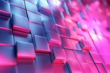 Obraz premium Futuristic pink and blue abstract geometric surface with cubes.