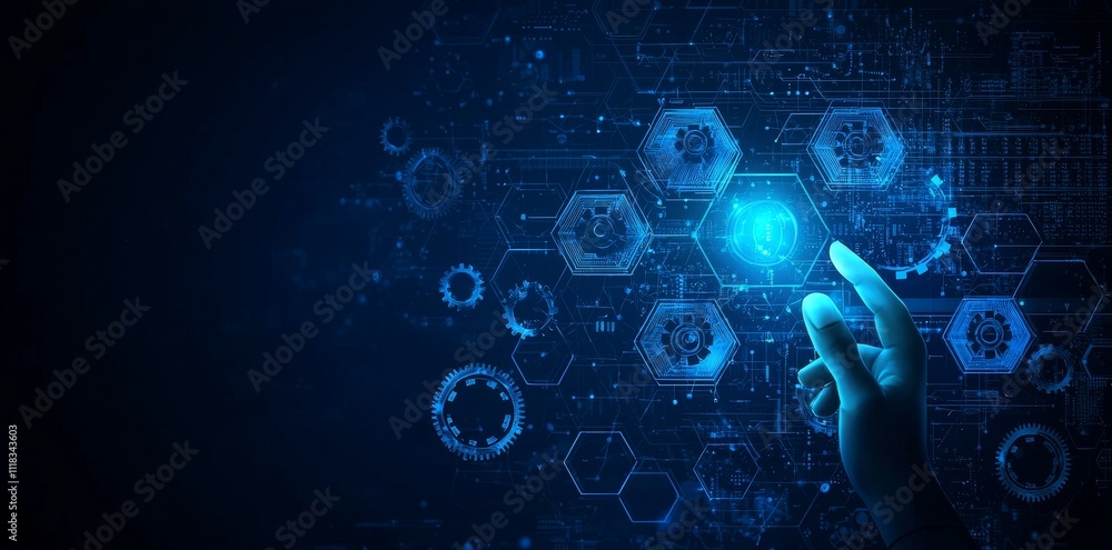 Poster The automation of business processes and management of business processes. Business process management and robotic process automation. Stock technology, innovation, data analytics and business