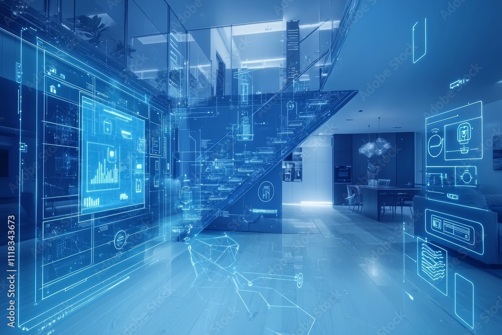 Aufkleber a modern smart home management system that uses augmented reality. smart buildings. a stock manageme