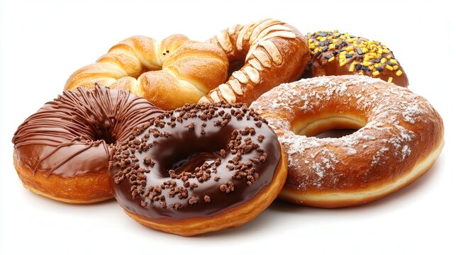 donut and bagle isolated white background 