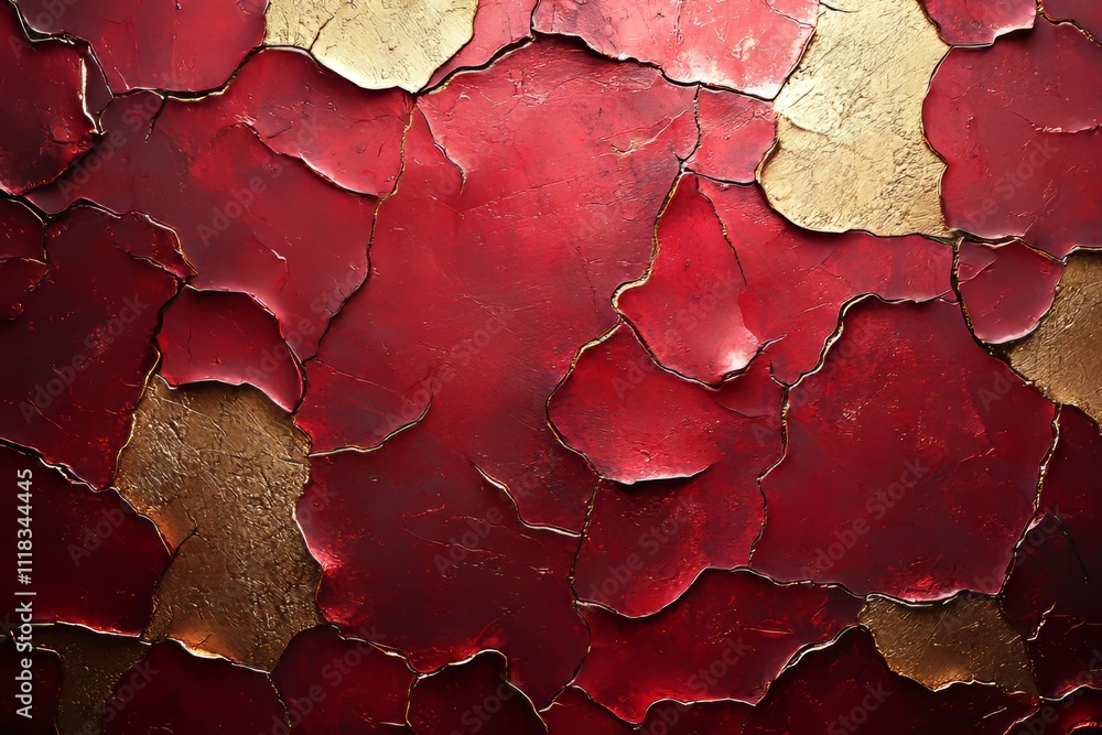 Aufkleber An abstract red and gold background. Lunar, Chinese New Year concept for 2024. Year of the Dragon.