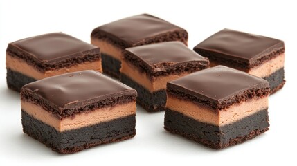Delicious Chocolate Cake Squares with Creamy Filling and Glaze