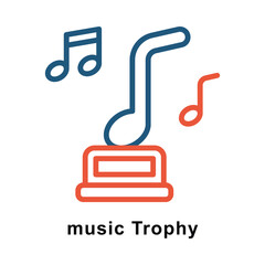 Music Trophy Vector two Colors Outline Icon. Eps 10 File