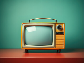 Eyecatching Retro Futurism A Vibrant Fusion of Surreal Colors Vintage TVs and Multimedia Magic