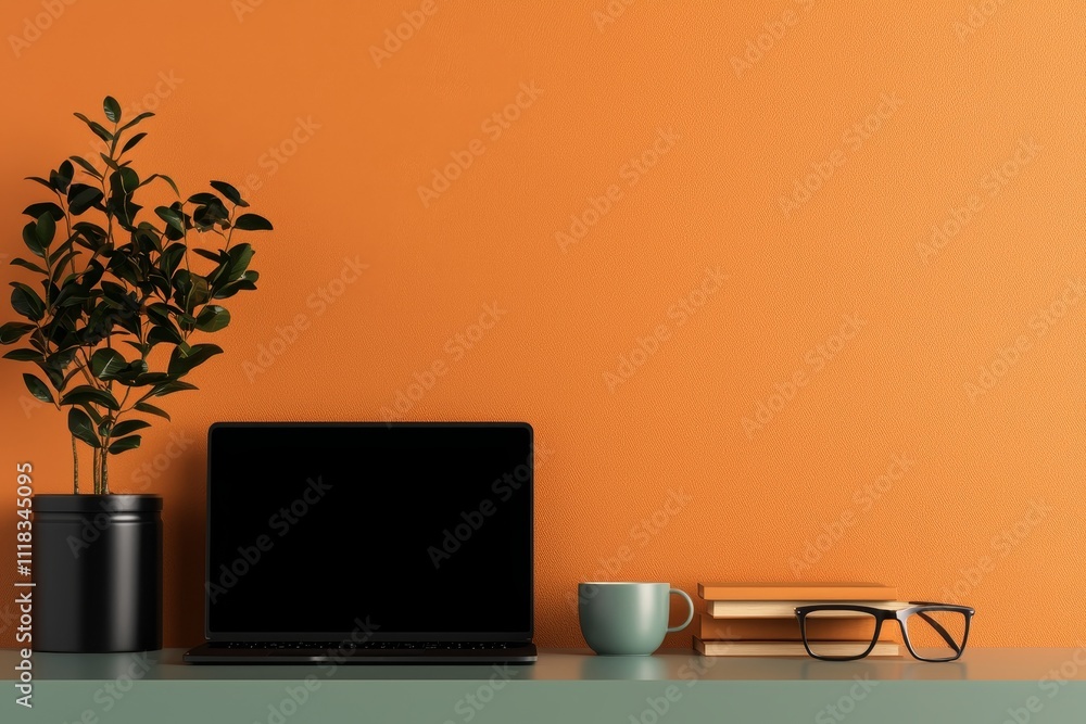 Poster this mockup of a modern workspace with white desk and blank computer monitor is awesome