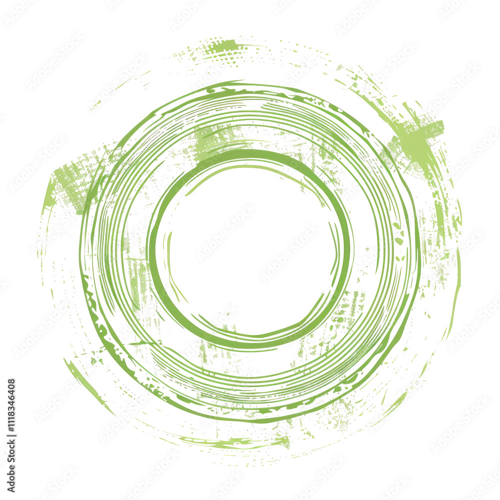 Poster this circular design features textured green strokes, creating an organic and artistic appearance. t