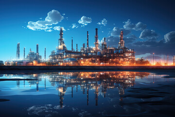 Fototapeta premium Unbelievable Industrial Energy Plant in the Desert for Petroleum Gas Production