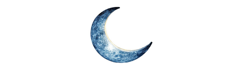A peaceful crescent moon at night sky. transparent background