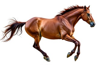 Naklejka premium Brown horse run gallop isolated on a white background