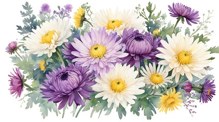Delicate Watercolor Chrysanthemums &ndash; Artistic Floral Illustration