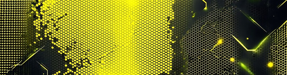 Abstract Yellow and Black Hexagon Pattern