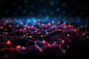 Awesome Network of Interconnected Lines and Dots on a Dark Background