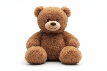 Adorable Brown Teddy Bear Sitting on White Background