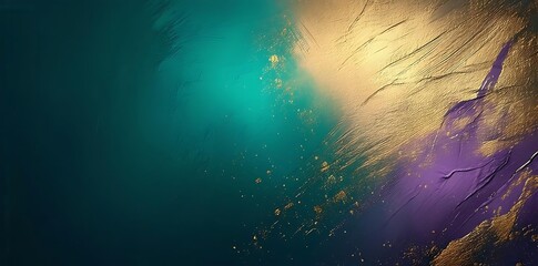 Abstract Gold, Teal, and Purple Paint Texture