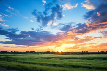 Beautiful sunset with clouds and a sunset in the background