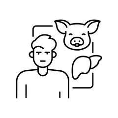 Xenotransplantation black line icons set.