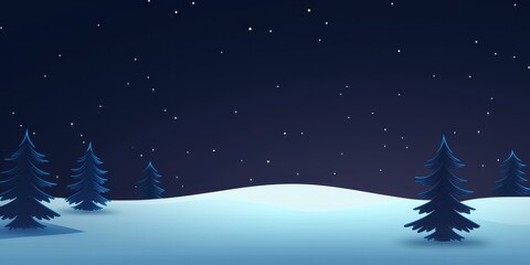 Naklejka premium Winter wonderland with snow-covered hills and evergreen trees under starry night sky