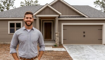 Celebrating homeownership new homeowner in a welcoming suburban setting