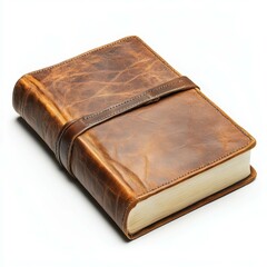Vintage Leather Journal with Embossed Cover on White Background for Lifestyle Use
