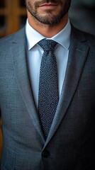 Stylish business attire showcases confidence and professionalism of a man in formal setting