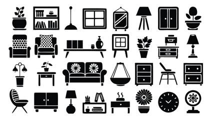 Home and Interior Design related icon editable stroke outline  set of different types small icons isolated on white background flat vector illustration